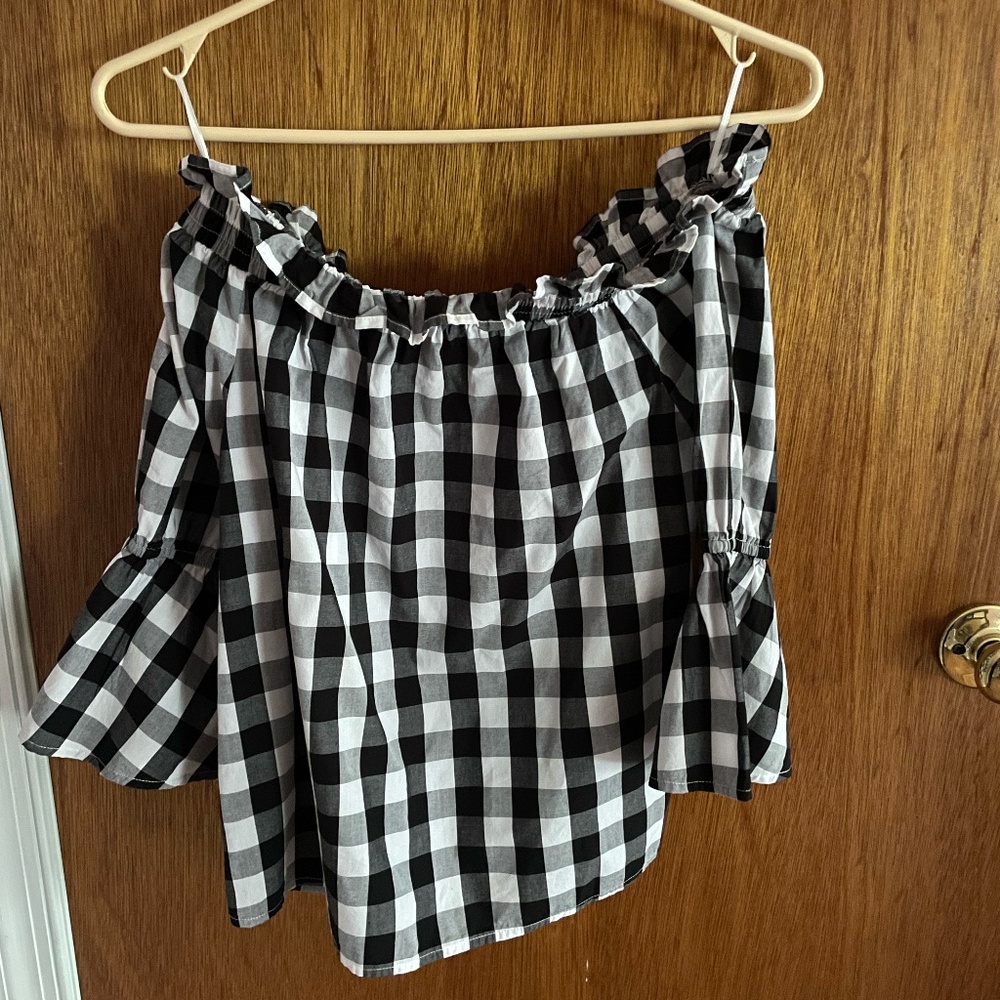 H&M Ci Sono off shoulder plaid top